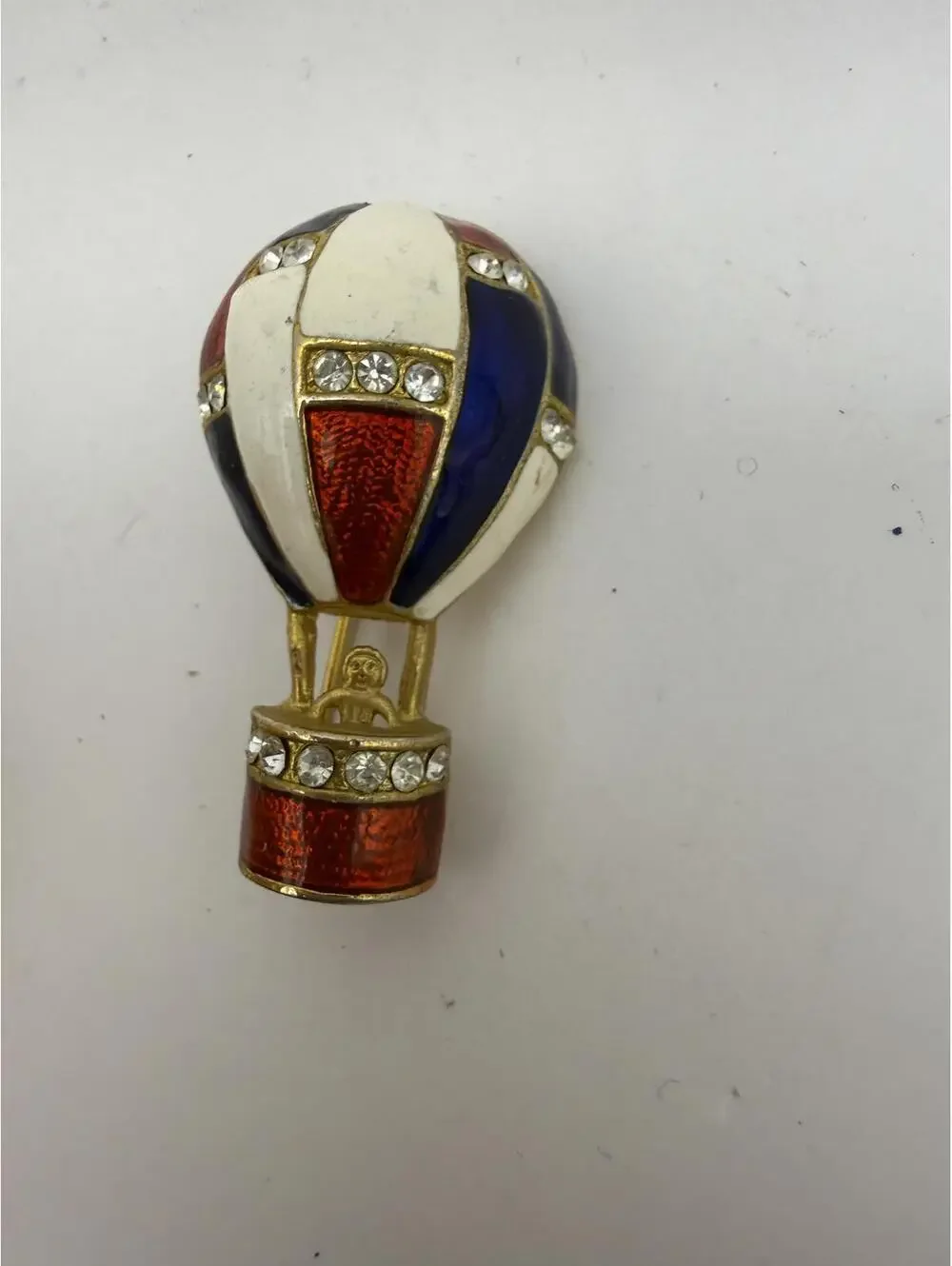 Vintage Hot Air Balloon Brooch Pin with Rhinestones